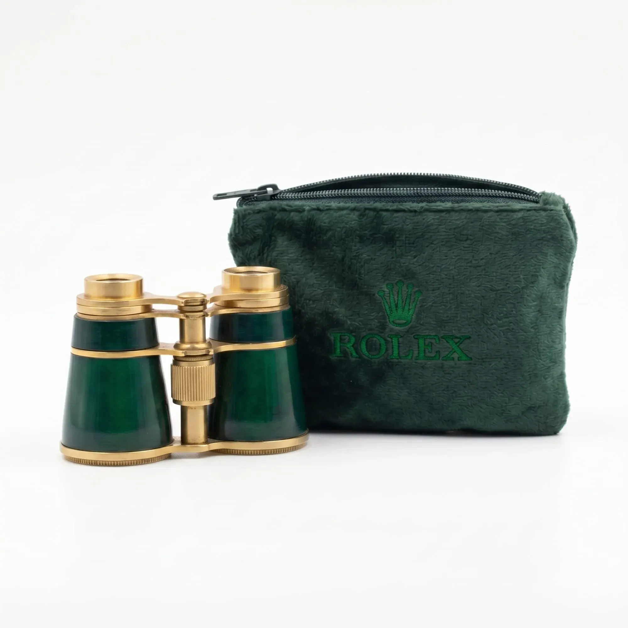 Rolex Rolex · Opera Glasses · Green Lacquer & Gilt · With Original Rolex Pouch · 1970s