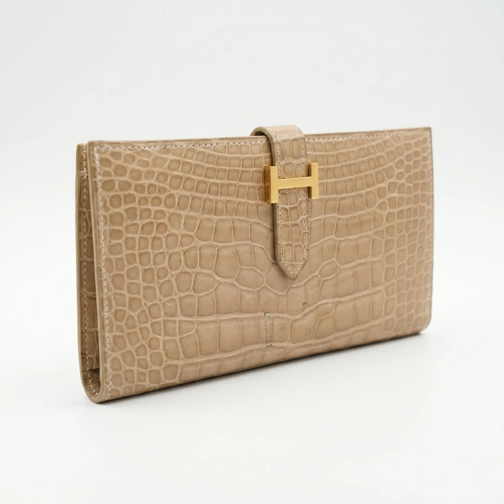 Hermès Hermès · Béarn Wallet · Beige Alligator · Gold Hardware · c.1998