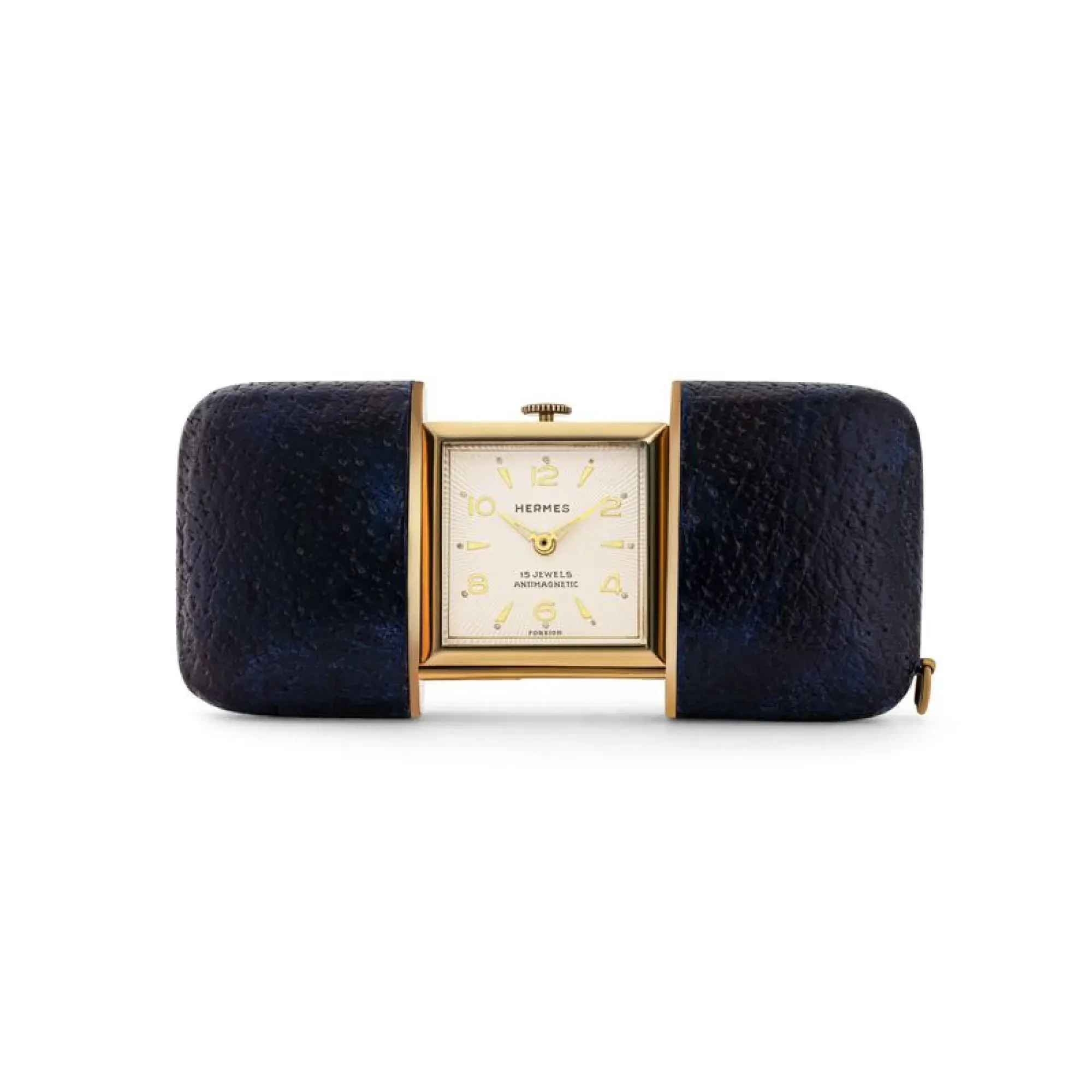 Hermès Hermès · Purse Watch · Gilt Metal & Navy Leather 1950s