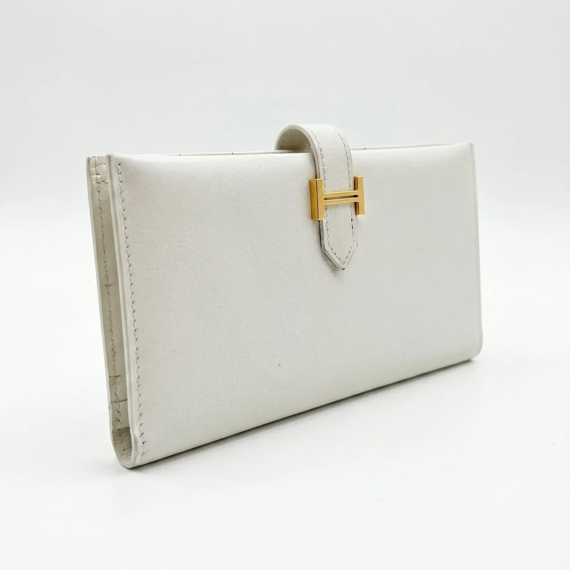 Hermès · Béarn Wallet · White Epsom · Gold Hardware · 2002 - View 2